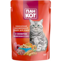  Пан Кот Говядина в соусе, пауч 100г (24шт/уп).