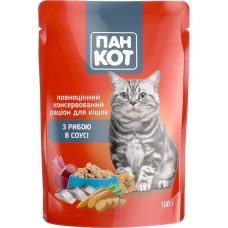  Пан Кот РИБА в соусі, пауч 100г (24шт/уп).