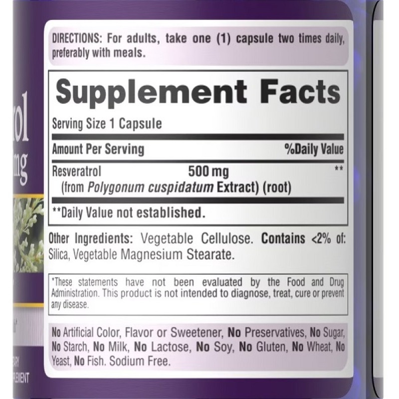Ресвератрол Puritan's Pride Resveratrol 500 mg 30 Caps