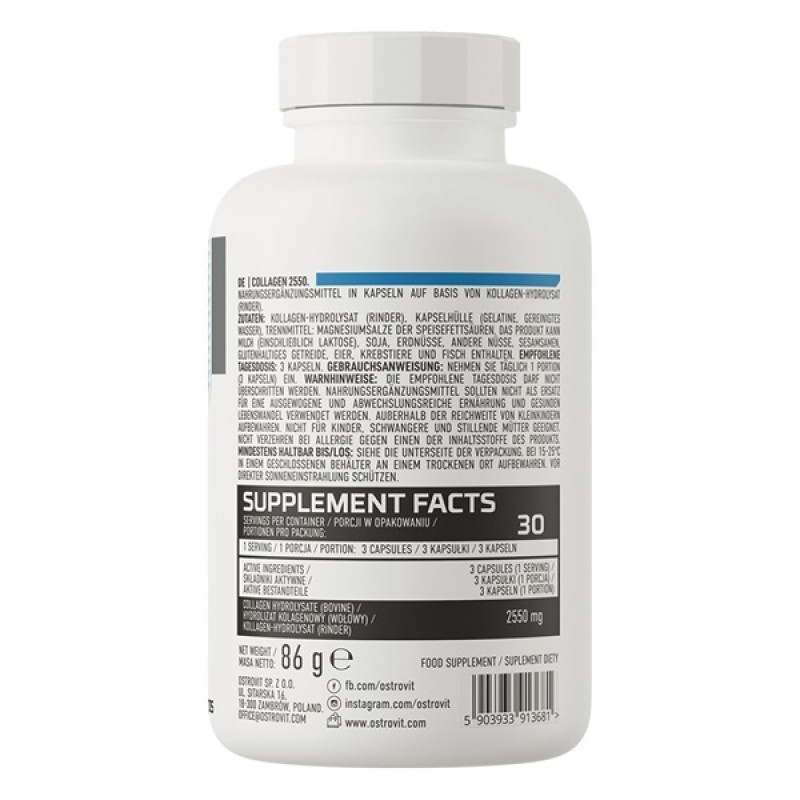 Хондропротектор (для спорту) OstroVit Collagen 850 mg (per caps) 90 Caps