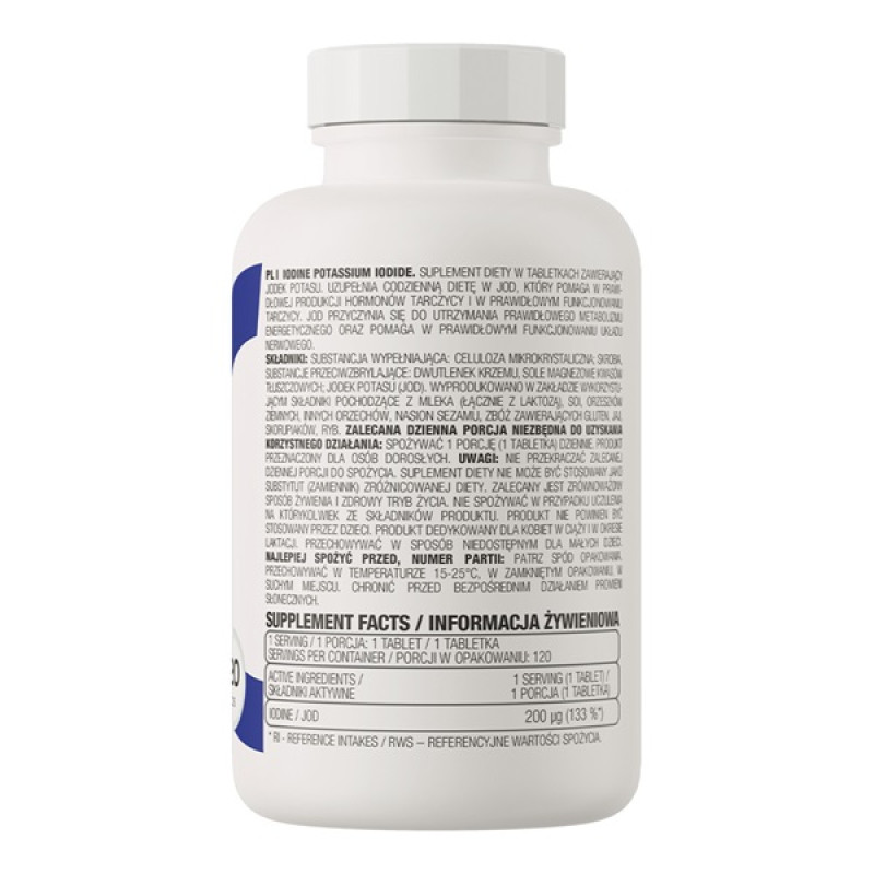 Мікроелемент Йод OstroVit IODINE Potassium Iodide 120 Tabs
