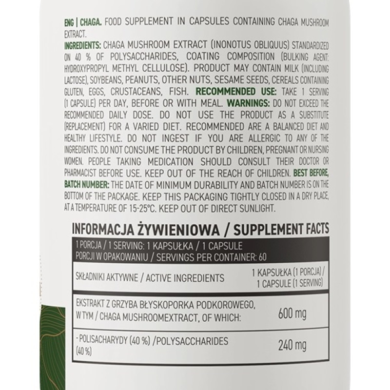 Грибной комплекс OstroVit Chaga 60 Veg Caps