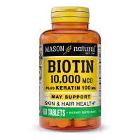 Біотин Mason Natural Biotin 10,000 mcg Plus Keratin 100 mg 60 Tabs