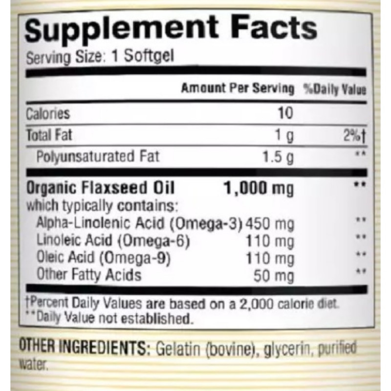 Омега 3-6-9 Mason Natural Flax Seed Oil 1000 mg Omega 3-6-9 100 Caps