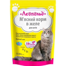  Леопольд М'ясний корм для виведення шерсті з шкт для котів, пауч 85 г (28шт/уп)