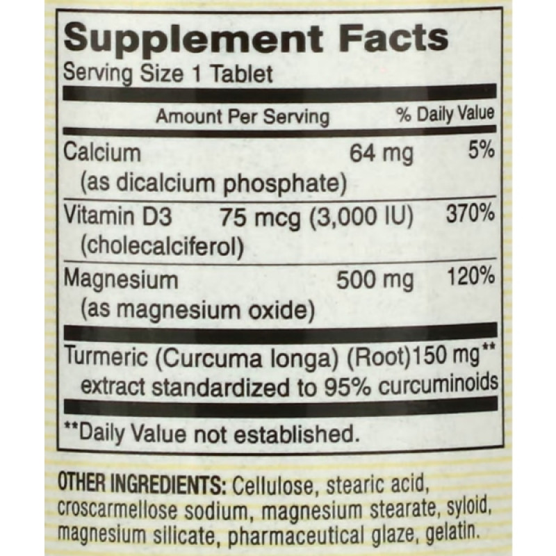 Витаминно-минеральный комплекс Mason Natural Magnesium & Vitamin D 3 With Turmeric 60 Tabs