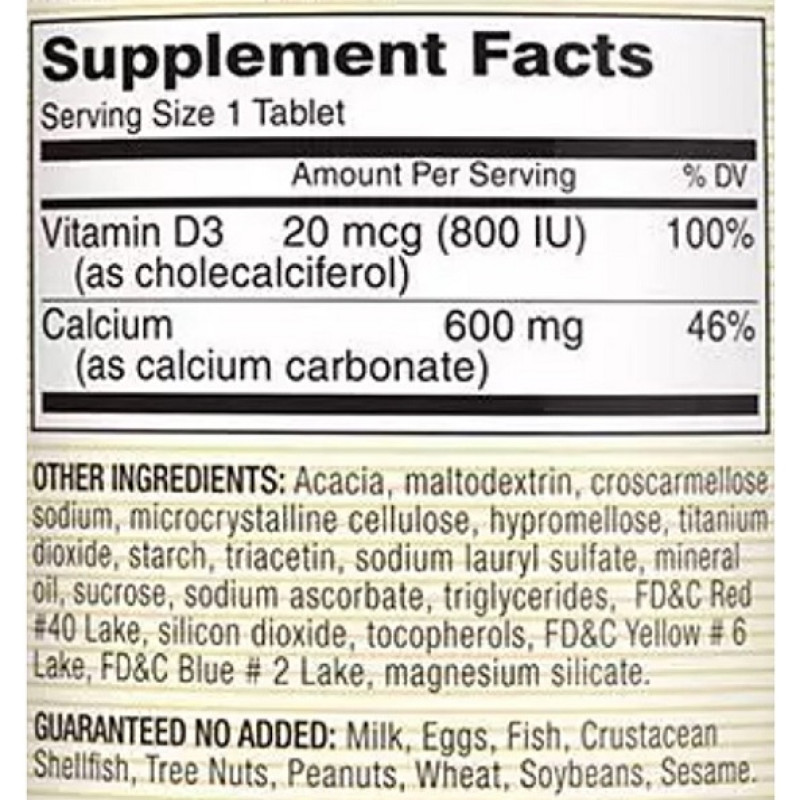 Вітамін D Mason Natural D3 800 МЕ, Calcium 600 mg with Vitamin D3 800 IU 100 Tabs