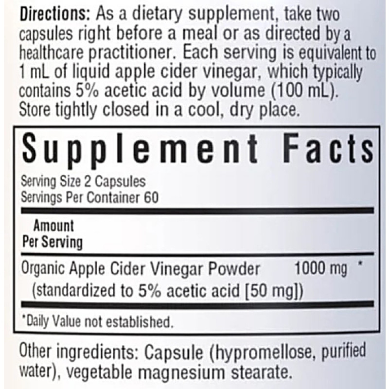 Яблучний оцет Bluebonnet Nutrition Apple Cider Vinegar 120 Veg Caps