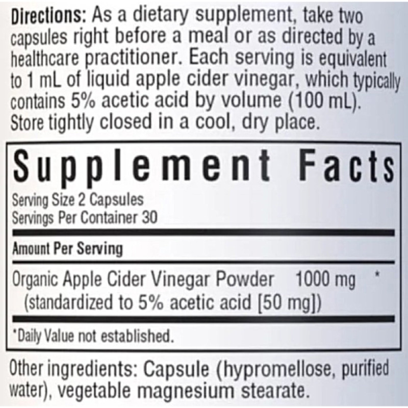 Яблучний оцет Bluebonnet Nutrition Apple Cider Vinegar 60 Veg Caps