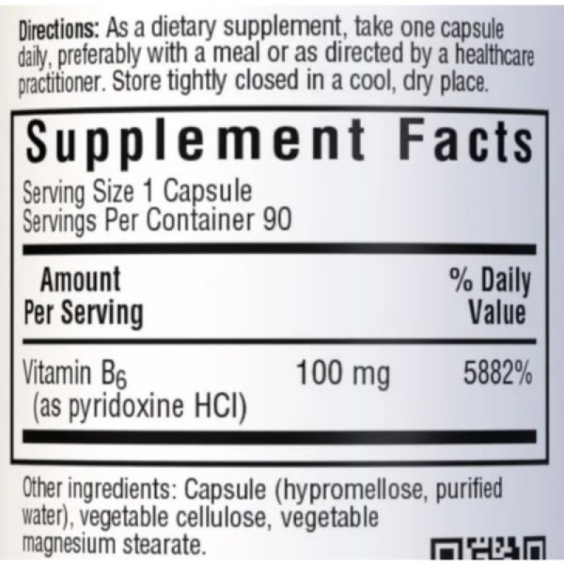 Пірідоксин Bluebonnet Nutrition Vitamin B6 100 mg 90 Veg Caps