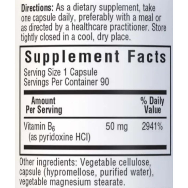 Пиридоксин Bluebonnet Nutrition Vitamin B6 50 mg 90 Veg Caps
