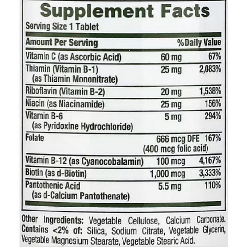 В комплекс Nature's Bounty B-Complex Super 150 Tabs