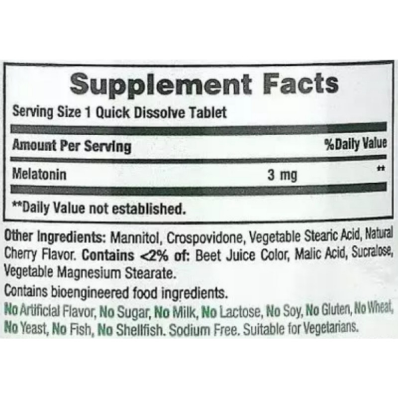 Мелатонін для сну Nature's Bounty Melatonin 3 mg Quick Dissolve 240 Tabs