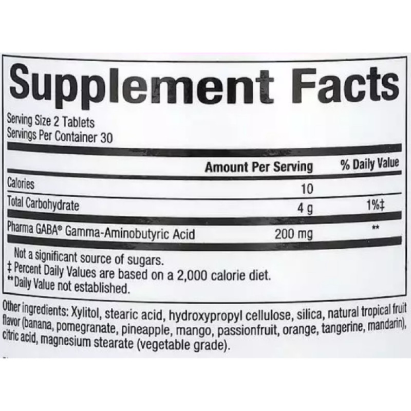 Аминокомплекс Natural Factors Stress-Relax Pharma GABA 100 mg 60 Chewable Tabs