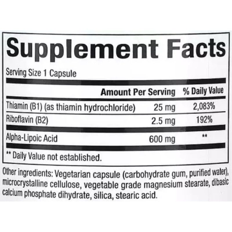 Альфа-липоевая кислота Natural Factors Alpha-Lipoic Acid with B1 & B2 600 mg 60 Veg Caps