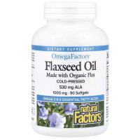 Льняное масло Natural Factors Omega Factors Flaxseed Oil 1000 mg 90 Softgels