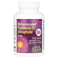 Пиридоксин Natural Factors BioCoenzymated B6 Pyridoxal 5'-Phosphate 50 mg 30 Veg Caps