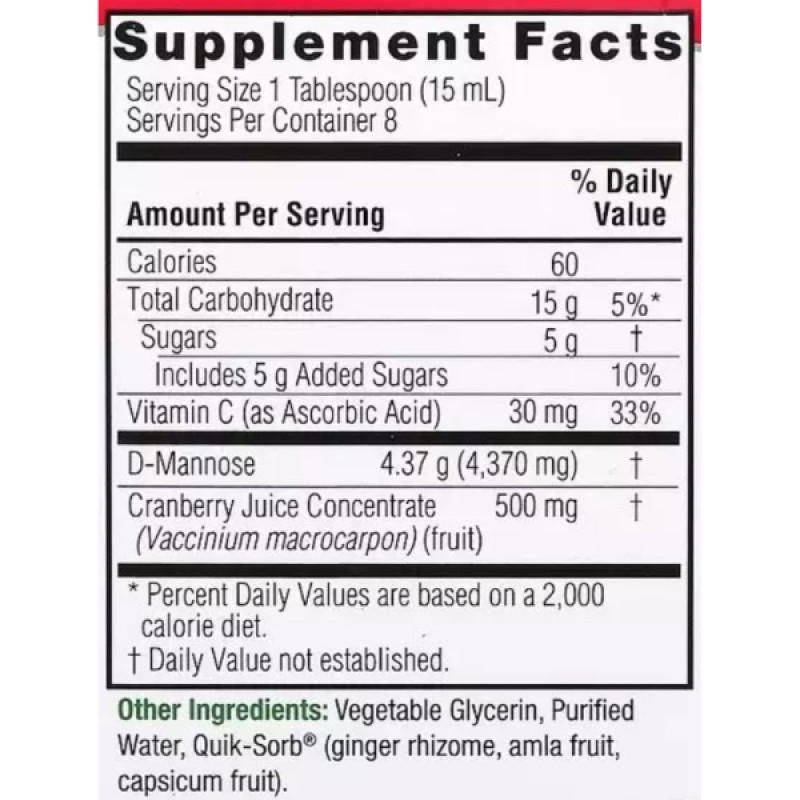 Урологічний препарат Nature's Answer D-Mannose & Cranberry Concentrate 4870 mg 120 ml /8 servings/