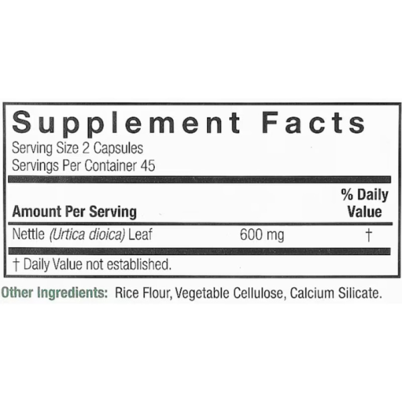 Комплекс для здоров'я передміхурової залози Nature's Answer Nettle 600 mg 90 Veg Caps