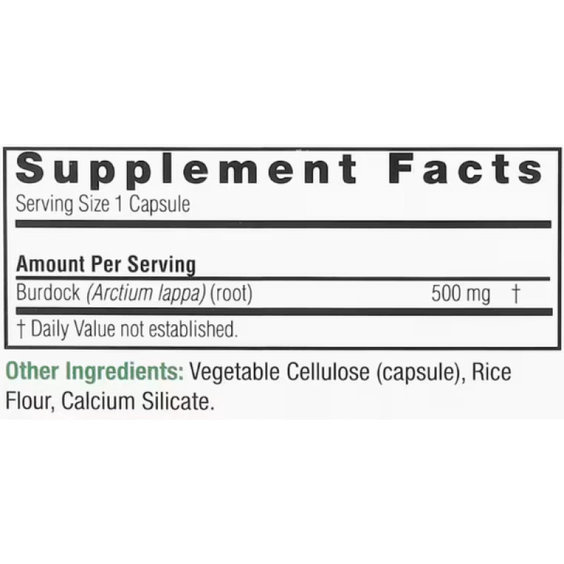 Корень лопуха Nature's Answer Burdock 500 mg 90 Veg Caps