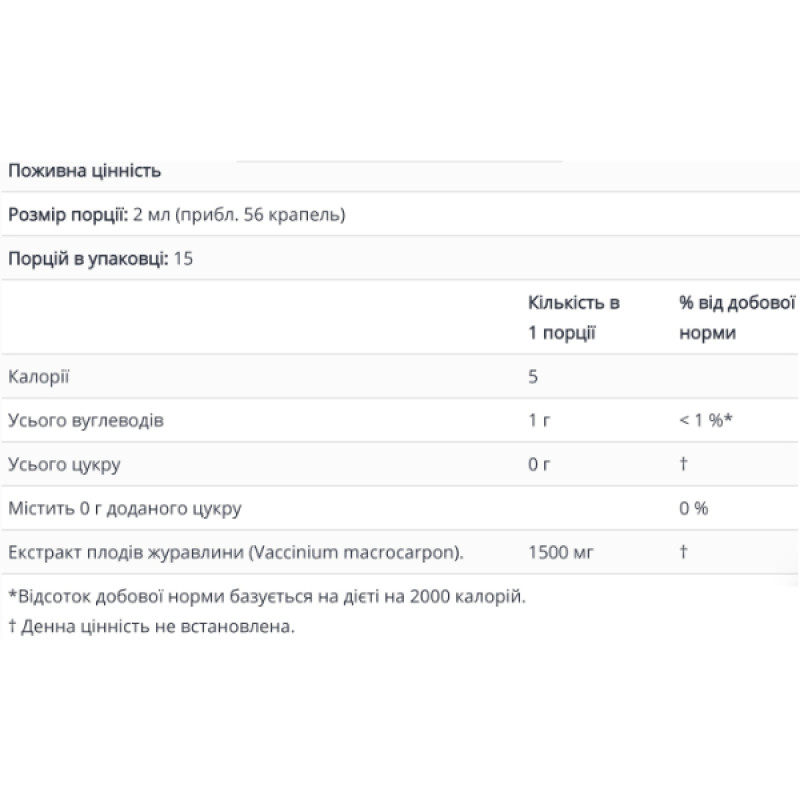 Журавлина Nature's Answer Cranberry Extract 10000 mg Alcohol-Free 30 ml /15 servings/