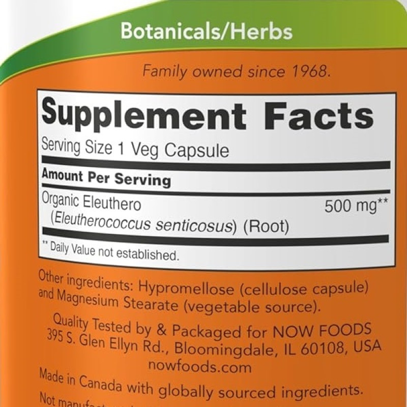 Женьшень NOW Foods Eleuthero 500 mg 250 Veg Caps