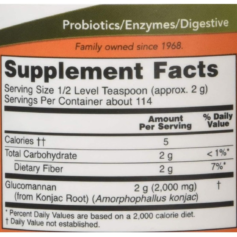 Клітковина NOW Foods Glucomannan 227 g /114 servings/ Pure