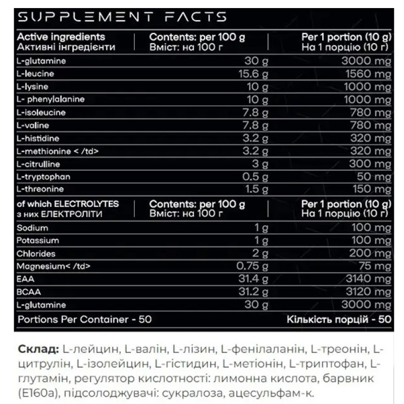 Амінокомплекс для спорту Powerful Progress EAA + BCAA 500 g /50 servings/ Watermelon