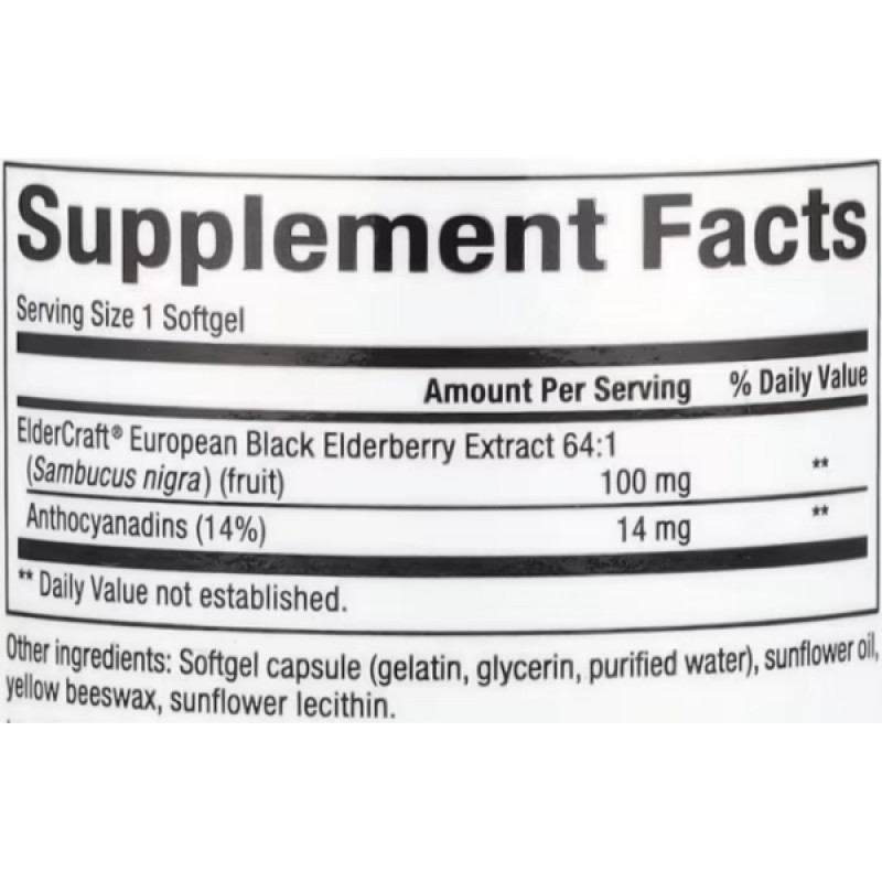 Бузина Natural Factors Black Elderberry 100 mg 60 Softgels