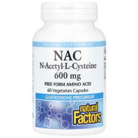 Ацетилцистеїн Natural Factors NAC, N-Acetyl-L-Cysteine 600 mg 60 Veg Caps