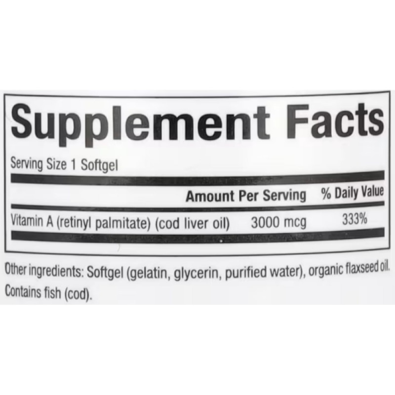 Вітамін A Natural Factors Vitamin A 10000 IU 3000 mcg 180 Softgels
