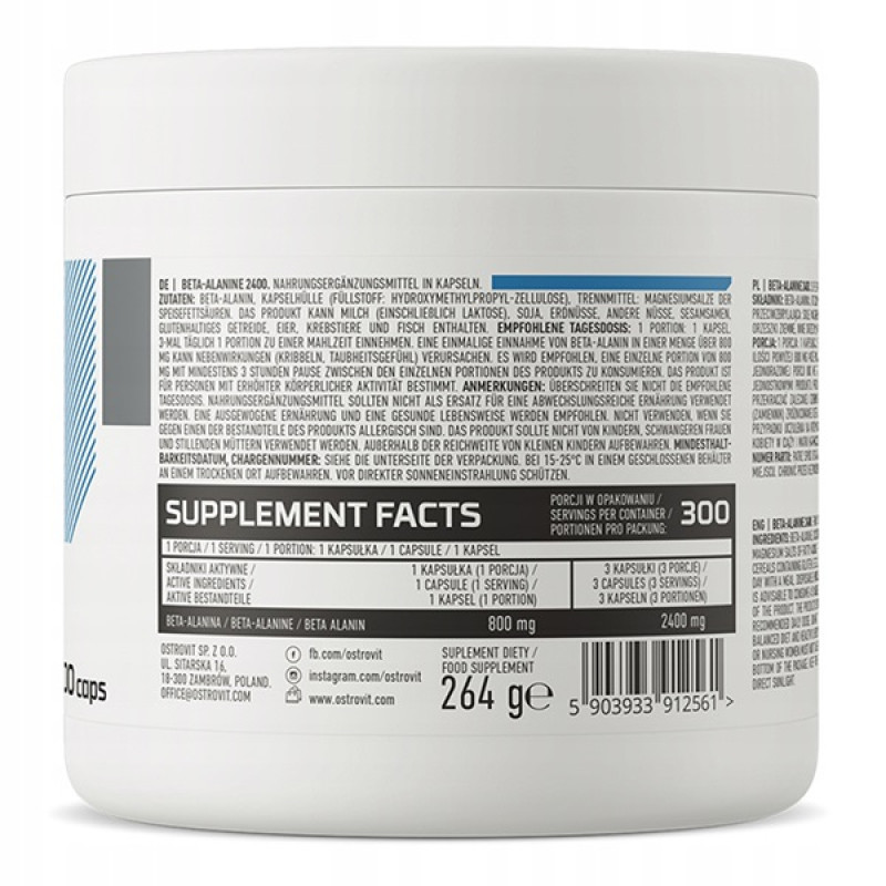 Бета-аланін для спорту OstroVit Beta-Alanine 300 Caps