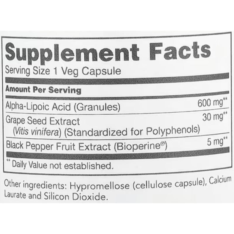 Альфа-липоевая кислота Protocol for Life Balance Alpha-Lipoic Acid 600 mg 60 Veg Caps