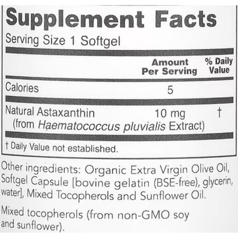 Астаксантин Protocol for Life Balance Astaxanthin 10 mg 60 Softgels