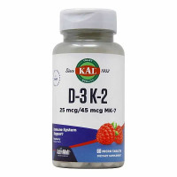 Комплекс Вітамін D3+K2 KAL Vitamin K2 MK-7 60 Micro Tablets Raspberry