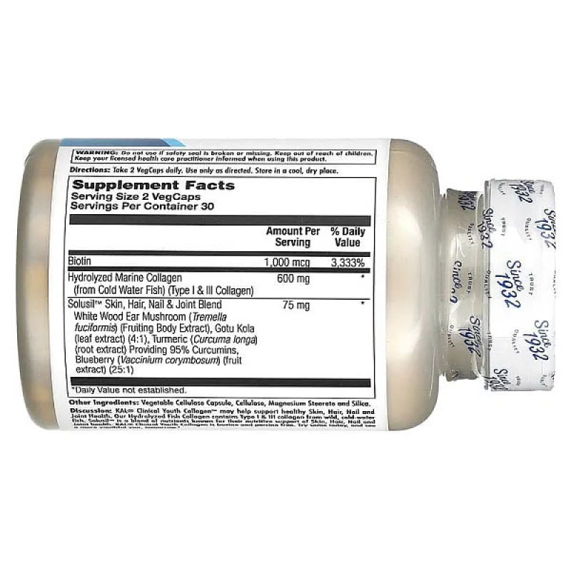 Колаген KAL Clinical Youth Collagen, Type I&III 600 mg 60 Veg Caps