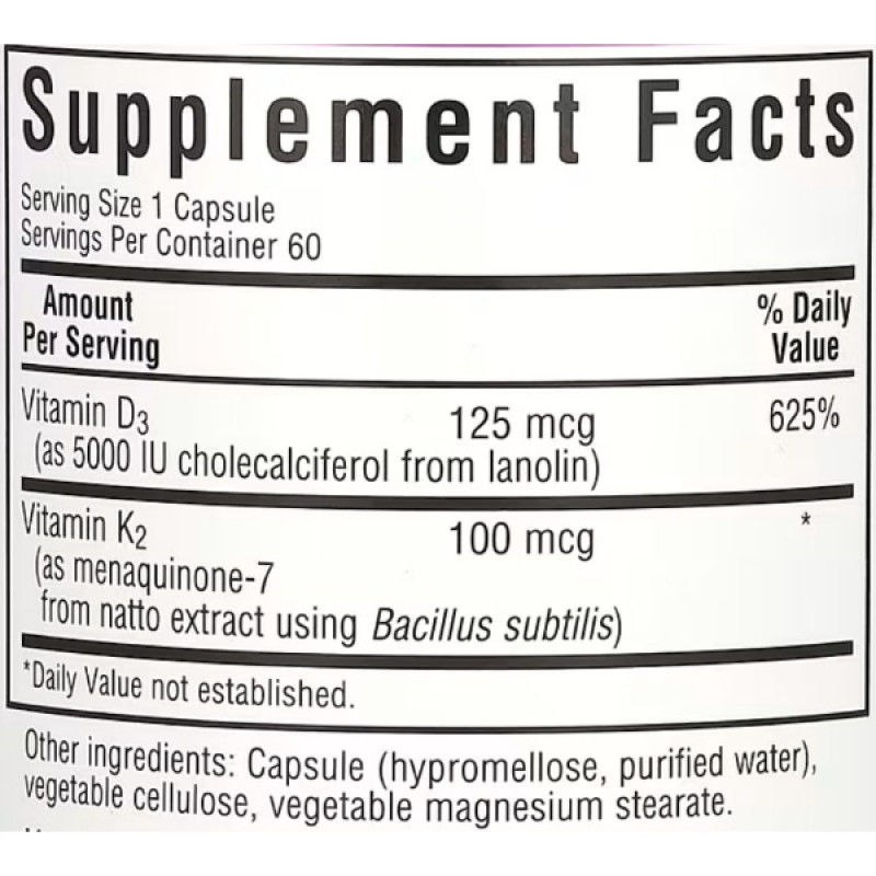 Мультивітаміни Bluebonnet Nutrition Vitamin D3 & K2 60 Veg Caps