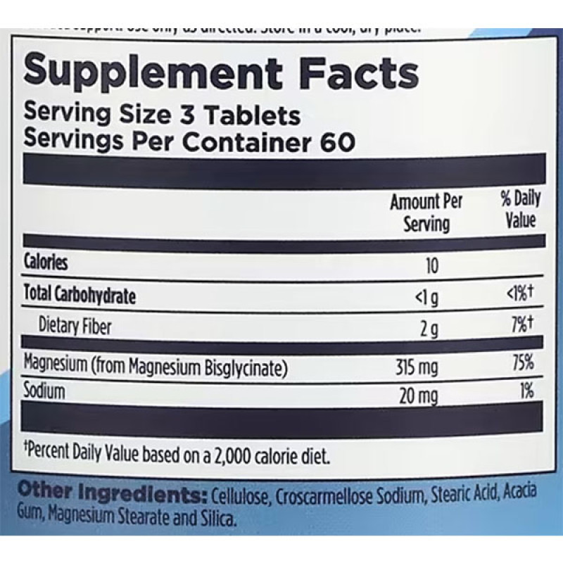 Мікроелемент Магній KAL Chelated Magnesium Bisglycinate 180 Tabs