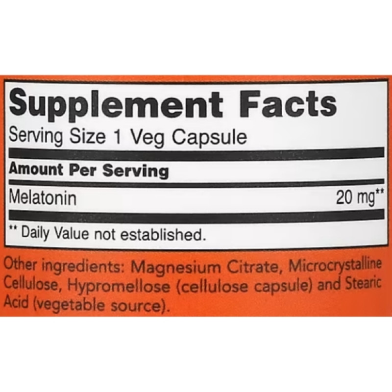 Мелатонін для сну NOW Foods Melatonin 20 mg 90 Veg Caps