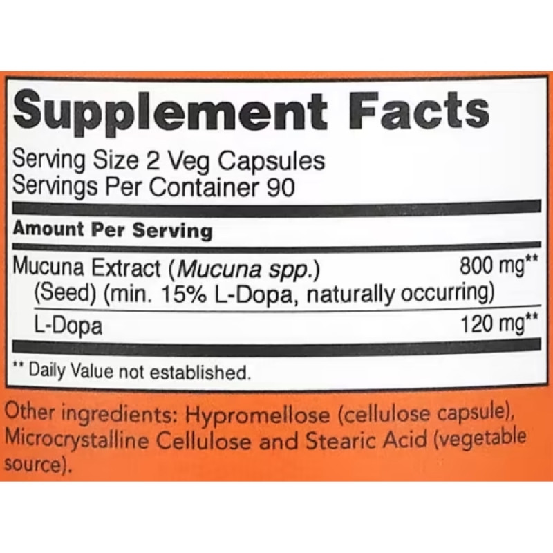 Комплекс для профілактики нервової системи NOW Foods DOPA Mucuna 180 Veg Caps