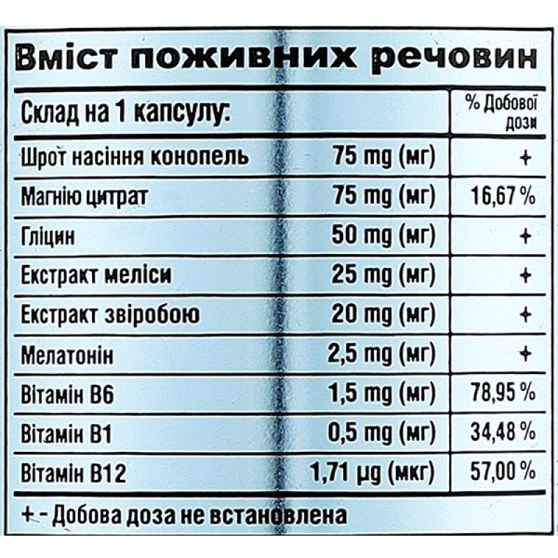 Комплекс для профілактики нервової системи Elixir Cannabisleep 60 Caps