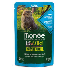  Вологий корм для котів Monge Cat Wet Bwild Grain Free анчоус з овочами 85 г