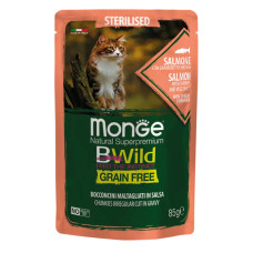  Вологий корм для котів Monge Cat Wet Bwild Grain Free Sterilised лосось з креветками та овочами 85 г