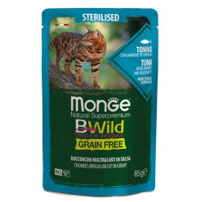  Вологий корм для котів Monge Cat Wet Bwild Grain Free Sterilised тунeць з креветками та овочами 85 г