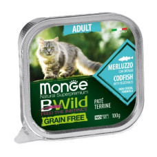  Вологий корм для котів Monge Cat Wet Bwild Grain Free Adult тріска з овочами 100 г