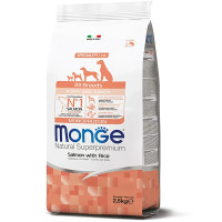  Сухой корм для собак Monge Dog All breeds Puppy & Junior лосось с рисом 2,5 Кг