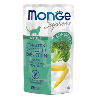  Влажный корм для котов MONGE CAT WET Adult тунец с брокколи и молодой кукурузой 80 г