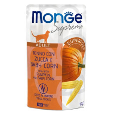  Вологий корм для котів MONGE CAT WET Adult тунeць з гарбузом та молодою кукурудзою 80 г