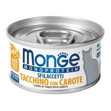  Вологий корм для котів Monge Cat Wet MONOPROTEIN м'ясні пластівці індичка, морква 80 г