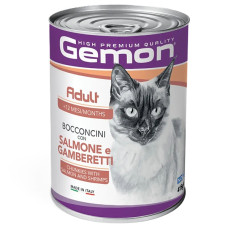  Вологий корм для котів Gemon Cat Wet Adult лосось з креветками 415 г